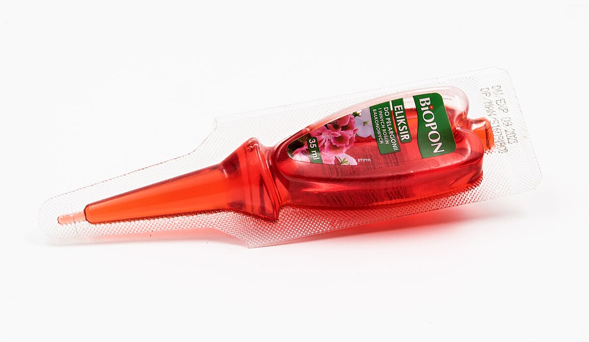 Close-up of a fertilizer product showing nutrient content information